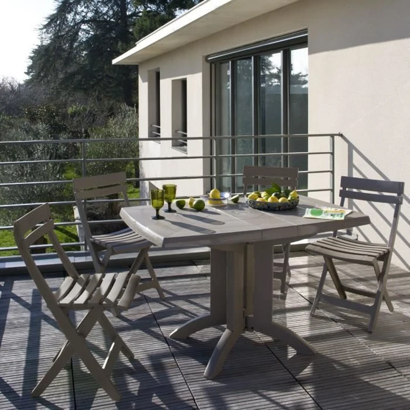 Chaise pliante Miami - GROSFILLEX - Taupe - Résistante aux intempéries et UV