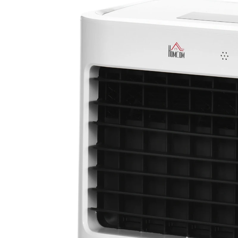 HOMCOM Climatizador de Ar Portátil Silencioso 65W Humidificador Ventoinha com Temporizador Oscilação 3 Velocidades 3 Modos 32x37x74 cm Branco