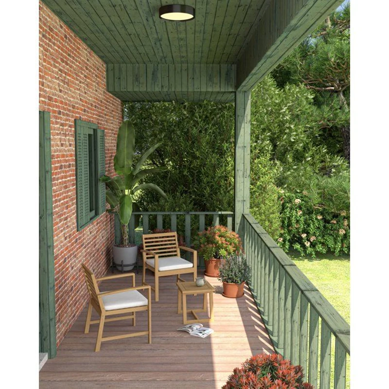 Salon de jardin en bois d'Acacia FSC avec coussins - 2 personnes - Cali - Ecru