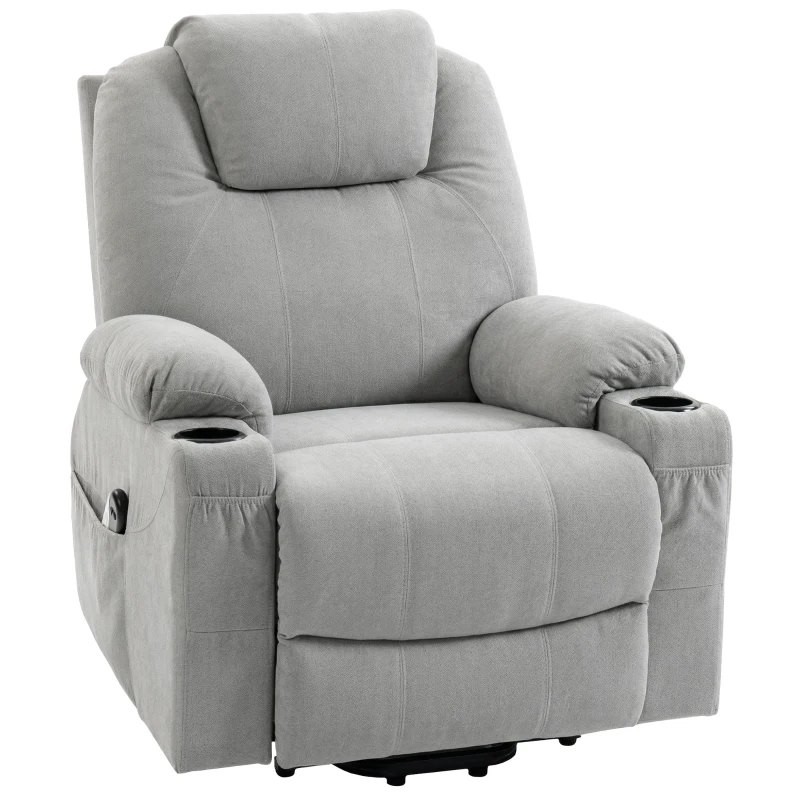 HOMCOM Power Lift Recliner Chair with Pocket Spring, Electric Lift Chair with Wide Backrest, Light Grey