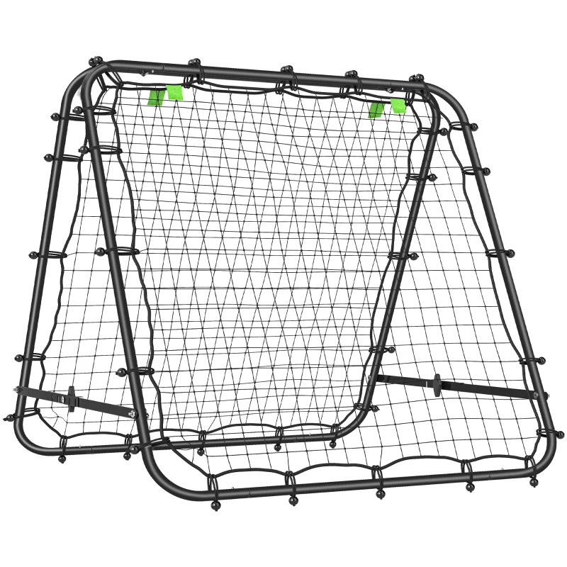 HOMCOM Rede de Rebote Dobrável para Treino Desportivo Ajustável em 5 Níveis de Ângulo com Tubo de Aço 100x95x90 cm Preto