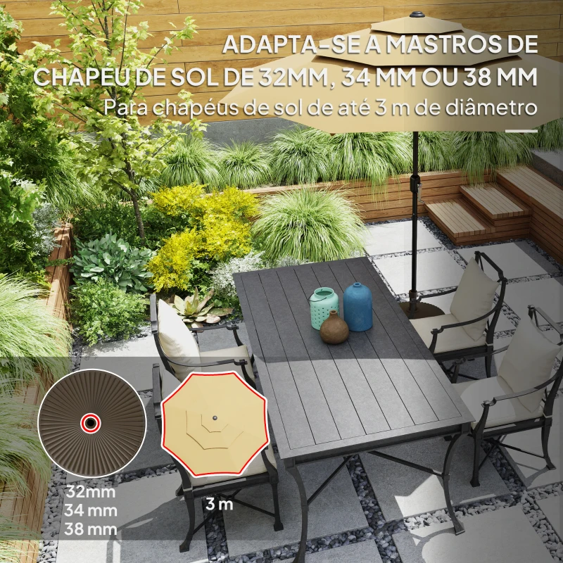 Outsunny Base para Chapéu de Sol Redonda Suporte para Chapéu de Sol Preenchível com Água 23L ou Areia 28kg Ø55x30 cm Marrom