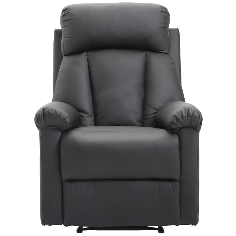 HOMCOM Fotoliu Relax Rabatabil cu Captuseala Ergonomica cuTaburet in Piele Ecologica,80 × 97 × 107cm Negru