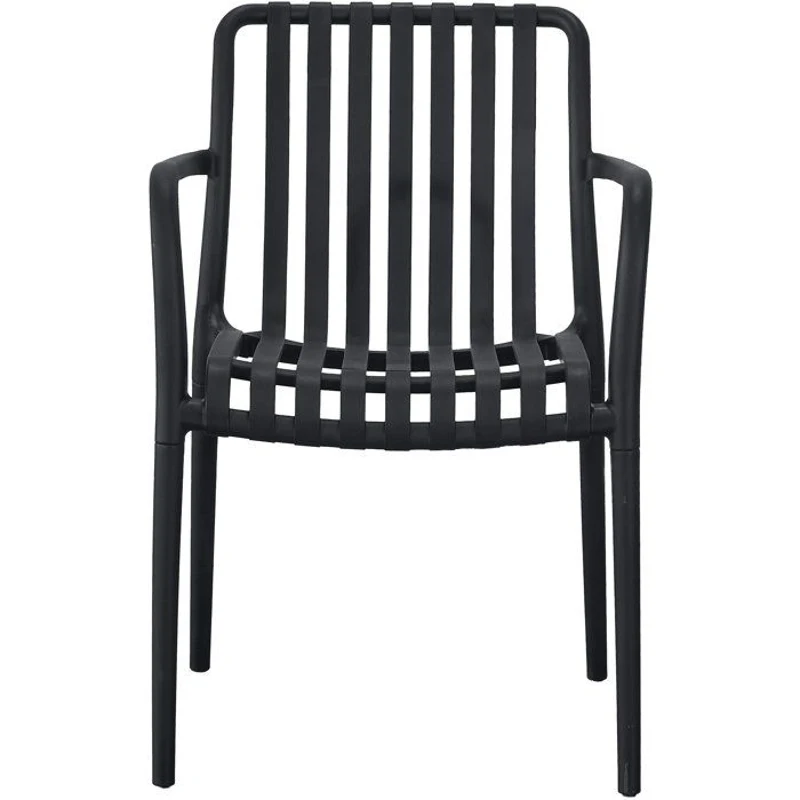 Lot de 4 fauteuils de jardin - SOLARIA - Empilables - Polypropylene renforcé - 55 x 58 x 81 cm - Noir