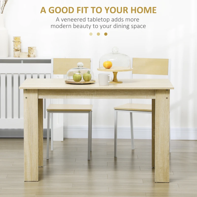 HOMCOM Dining Table for 4-6 People, Kitchen Table with Wood Effect for Dining Room, Oak