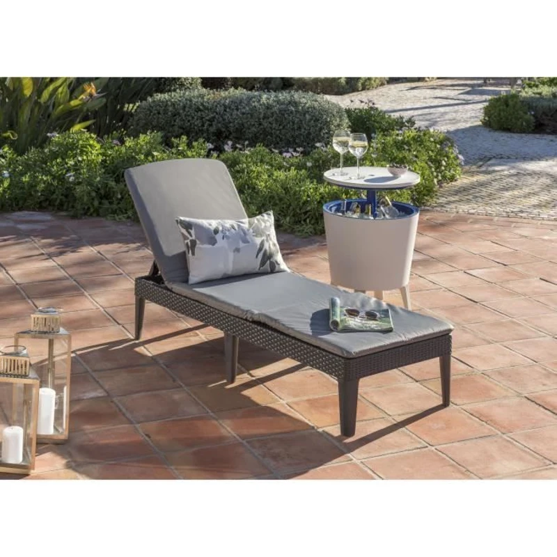 Bain de soleil - Allibert by KETER - Jaipur - en résine imitation rotin tressé - Gris