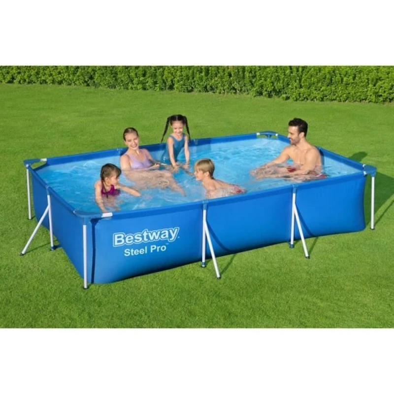 Kit Piscine hors sol tubulaire BESTWAY - Steel Pro - 300 x 201 x 66 cm - Rectangulaire (filtre a cartouche et cartouche)