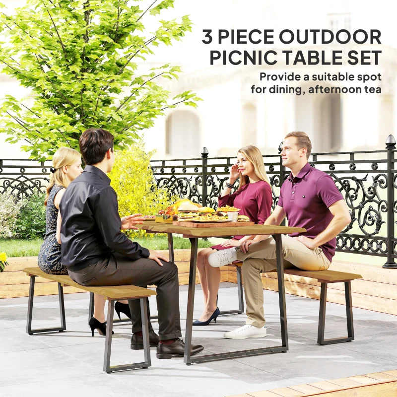 Zestaw mebli 3-częściowy, stół i ławki dla 6 osób