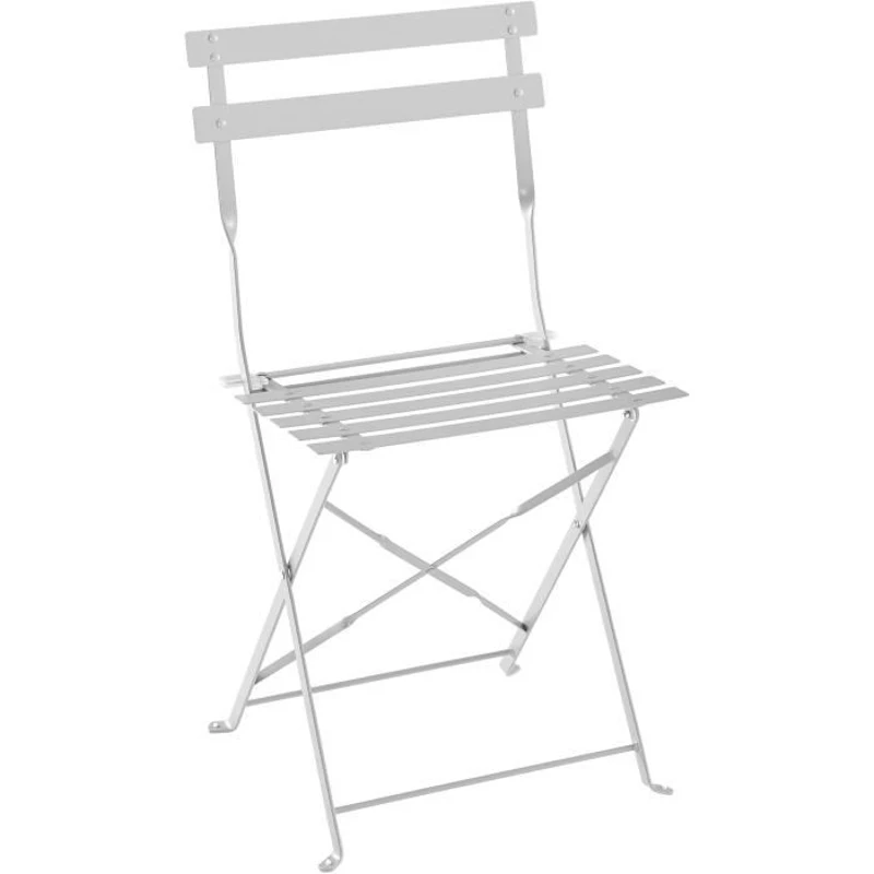 Set bistrot 2 personnes - Table ronde pliante 60 cm + 2 chaises - Acier thermolaqué - Gris