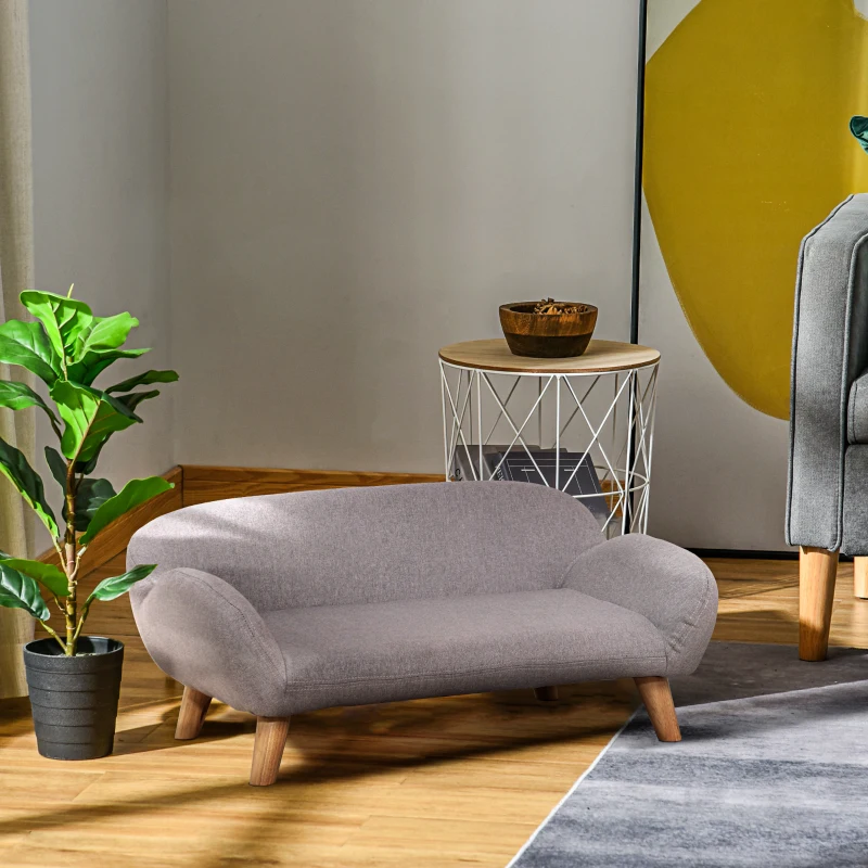 PawHut Canapé pour chien canapé pour animal de compagnie style scandinave pieds effilés en bois revêtement tissu 72 x 44 x 31 cm - gris