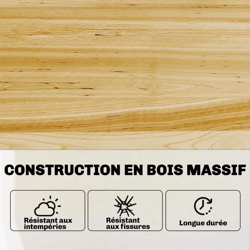 Outsunny Carré Potager sur Pieds avec Serre en Bois avec Couvercle Relevable, Étagère de Rangement, 80x45x108,5cm, Naturel
