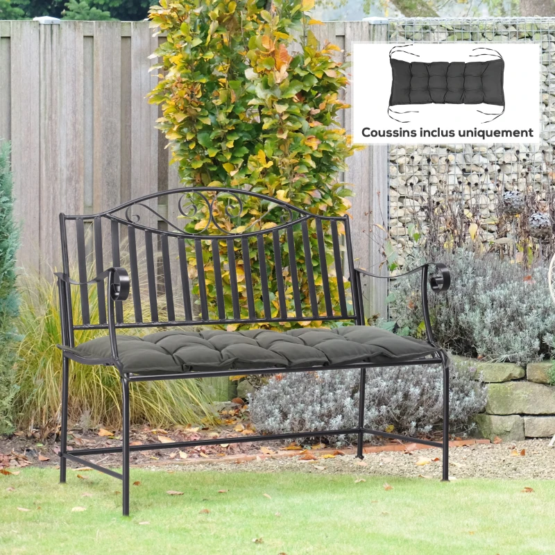 Outsunny Coussin d'assise pour banc de jardin rembourrage épais 100 x 40 x 10 cm, gris foncé