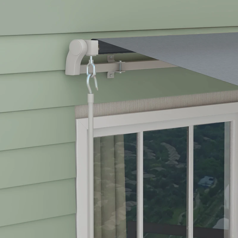 Outsunny Toldo Manual Retrátil 3x2,5 cm, Toldo Exterior para Terraço com Ângulo Ajustável, Braço Articulado, Montagem na Parede, Estrutura de Alumínio, Anti-UV e Impermeável, para Jardim, Cinza