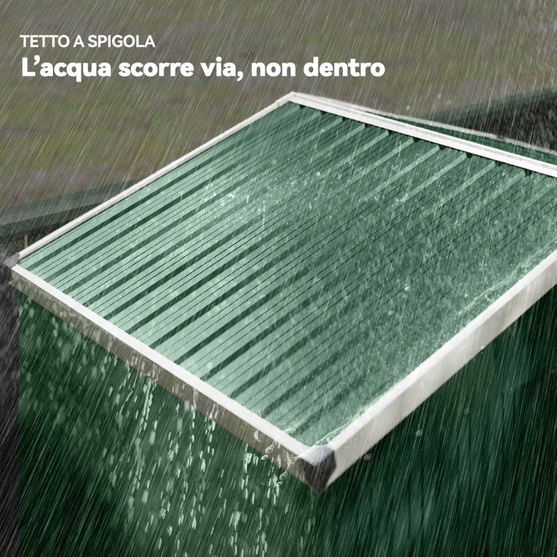 Outsunny Casetta da Giardino in Acciaio 1.1m² con Porta Scorrevole Bloccabile, 136x87x179 cm, Verde