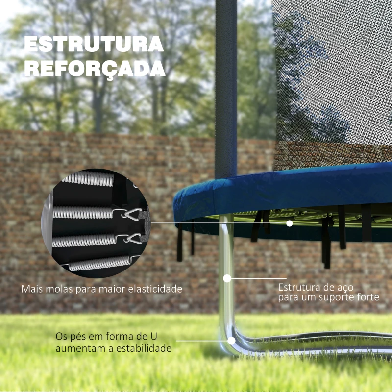 SPORTNOW Trampolim Infantil Ø183 cm, para Crianças com Rede de Segurança Barras Acolchoadas Capa de Segurança e Estrutura de Aço Azul