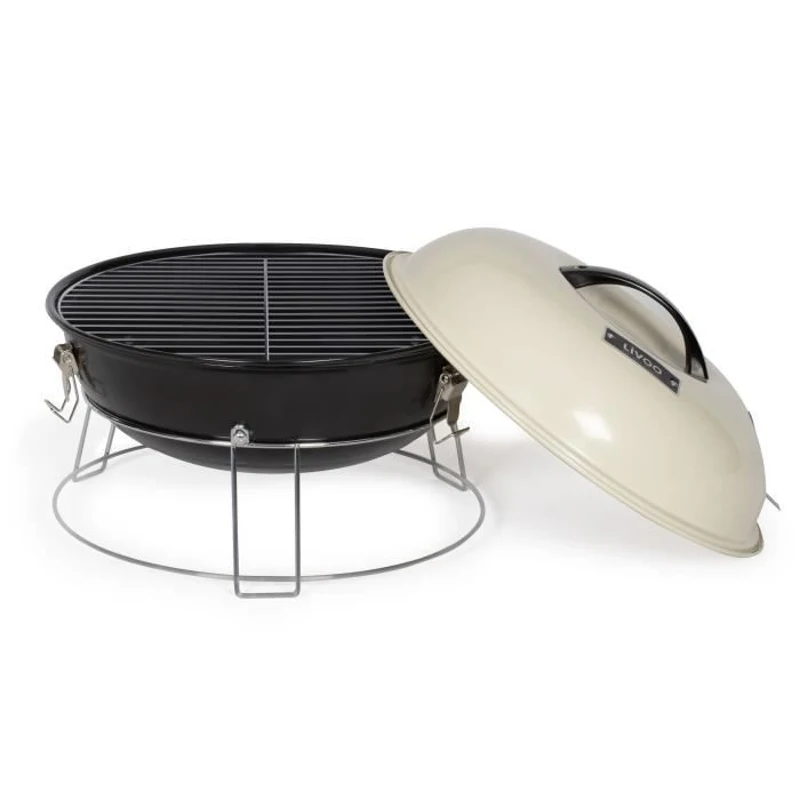 Barbecue a charbon portable - LIVOO - DOC301 - ø34 cm - Grille chromé - Hauteur 18 cm - Poignées - Loquets de sécurité