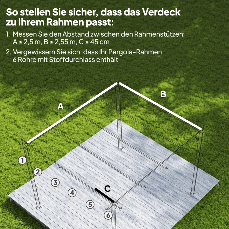 Outsunny Ersatzdach für 3 x 3 m Pergola, einziehbar, mit Regenabflusslöchern, wetterfest, Polyester, 250 x 255 cm Braun