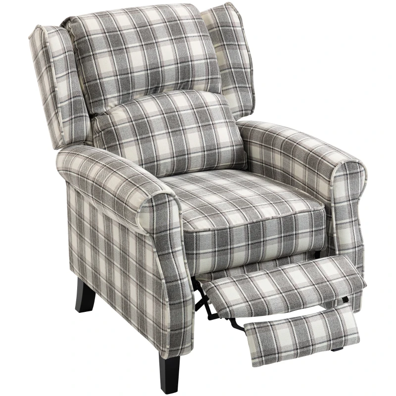 HOMCOM 160° Reclining Armchair, with Footrest - Grey and White