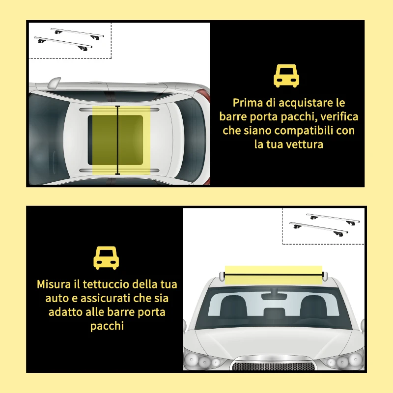 HOMCOM Barre Portatutto per Auto da 75 kg con Blocco e Chiavi di Sicurezza, in Alluminio e ABS, 135.3x5.7x7 cm, Argento