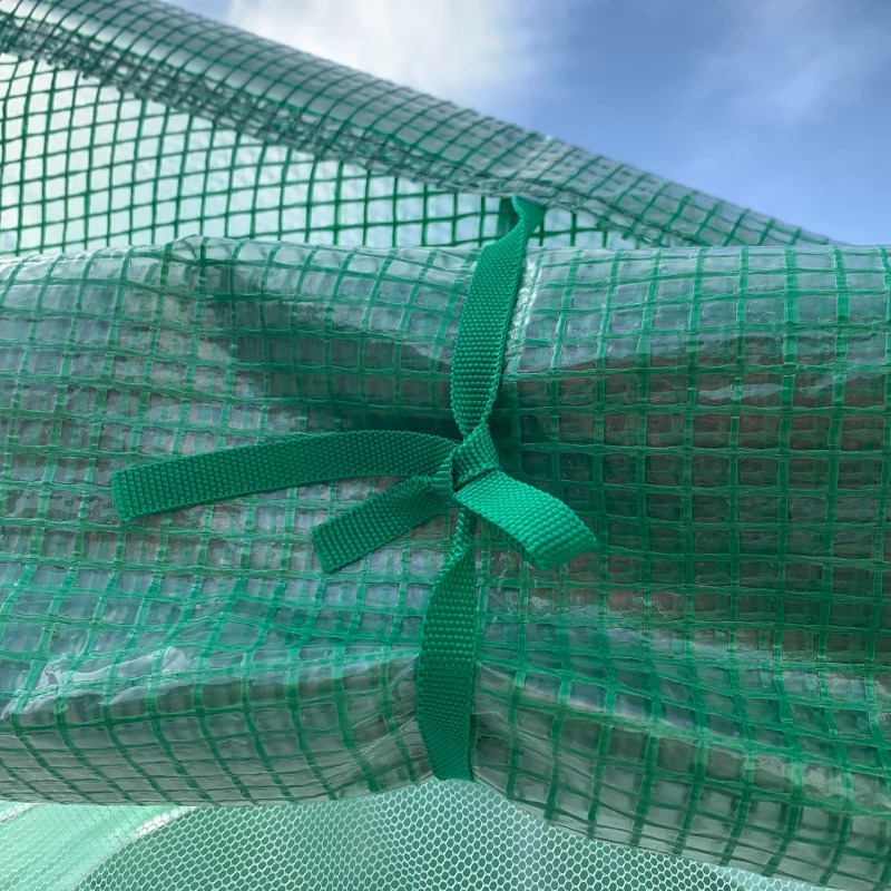 Outsunny Walk-in Polytunnel Garden Greenhouse - Outdoor Mesh Door Greenhouse with PE Cover and 6 Windows, 4.5 x 3 x 2m, Green