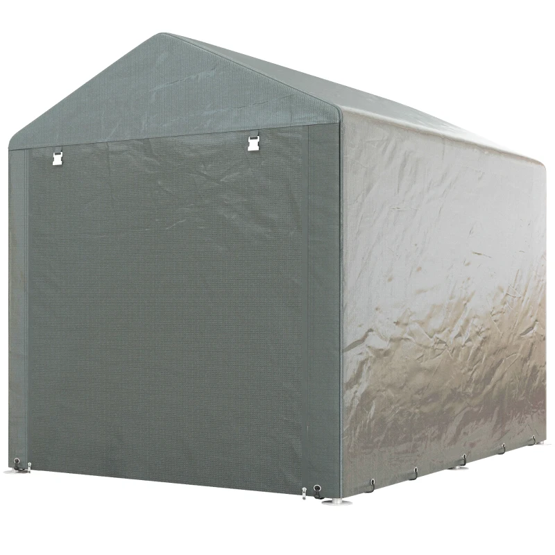 Outsunny Abrigo para Ferramentas Bicicletas e Motos 1,6x2,2x1,7 cm Garagem Portátil com 2 Habitações Cinza Claro