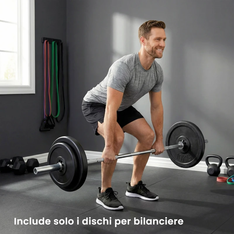 HOMCOM Set de 4 Discos de Pesas, Set de Discos para Entrenamiento, Negro