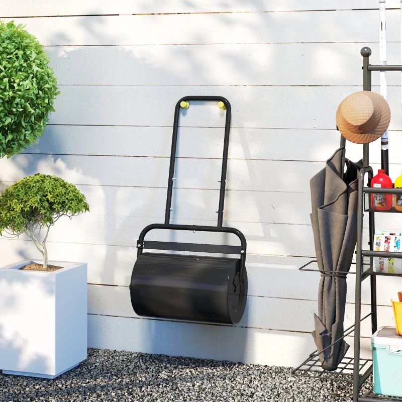 Outsunny Rolo para Relva Largura 58cm Ø32cm Rolo para Relvado 38L Preenchível de Areia ou Água com Guiador em U para Jardim Preto
