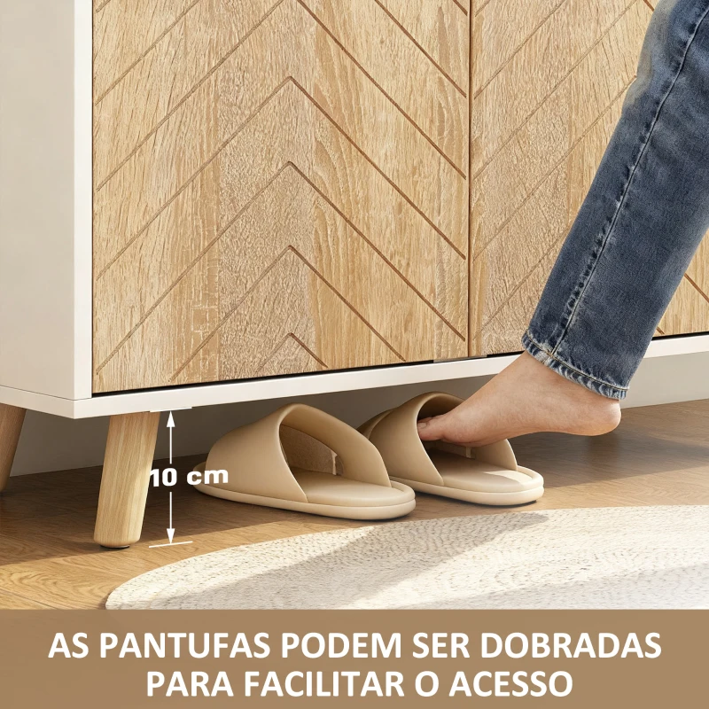 HOMCOM Sapateira para Entrada com Prateleiras Ajustáveis para 15 Pares de Sapatos 75x35x104 cm Branco e Madeira