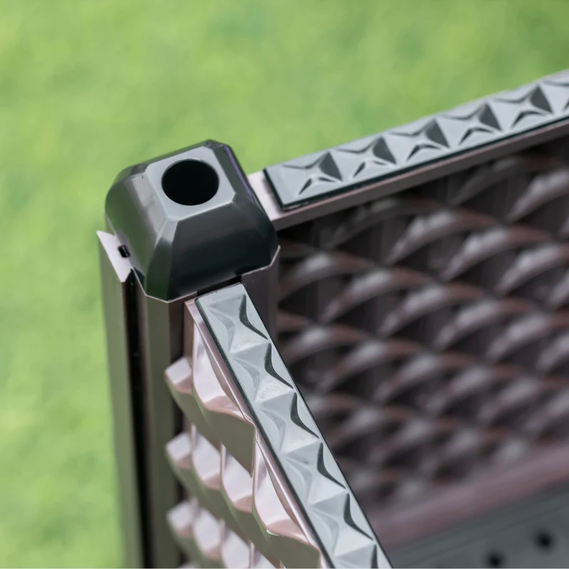 Outsunny Conjunto de 2 Floreiras de Exterior Quadradas Elevadas Combinação Livre Floreiras para Jardim  50x50x46,5 cm Marrom