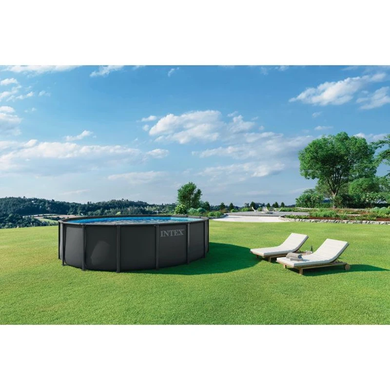 Kit piscine hors sol tubulaire INTEX - Ultra XTR - 488 x 122 cm - Ronde (Echelle, vannes, filtre, bâche, tapis de sol) - 26326GS