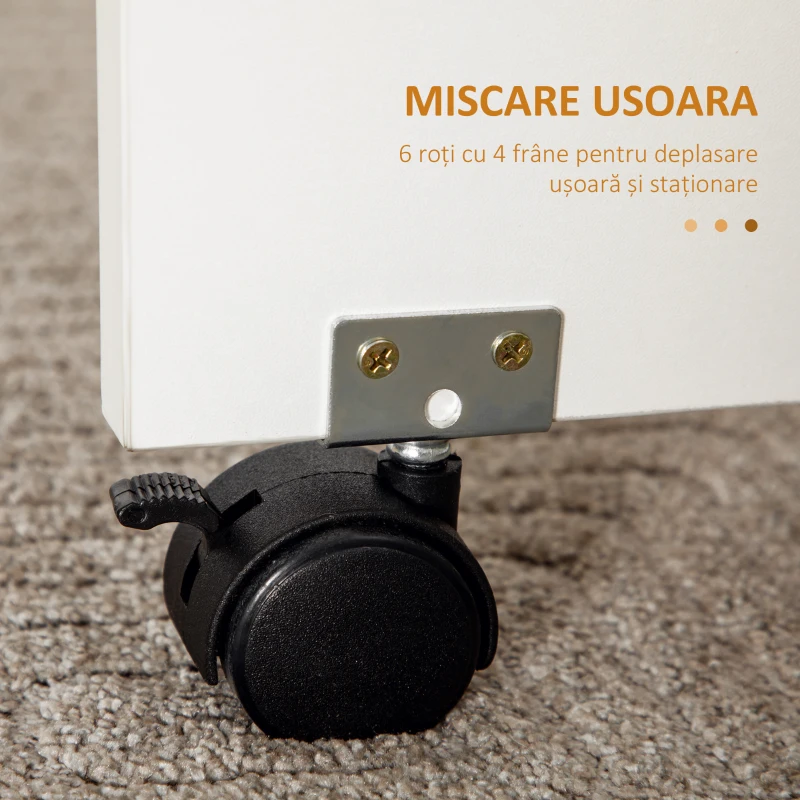 HOMCOM Masă pliabilă pentru maximum 6 persoane, cu 2 sertare, dulap și raft, din PAL, 120x60x76.5 cm, alb