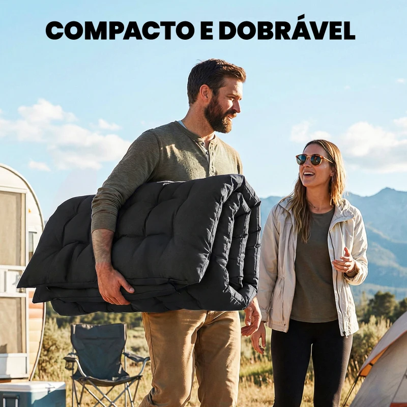 Outsunny Esteira de Campismo Dobrável Portátil com Correias Antideslizante para Cama de Campismo Tenda Viagens Preto