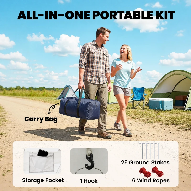 Outsunny Tienda túnel 4 personas tienda familiar con dormitorio y salón ventanas lona de suelo altura de pie columna de agua 3000 mm