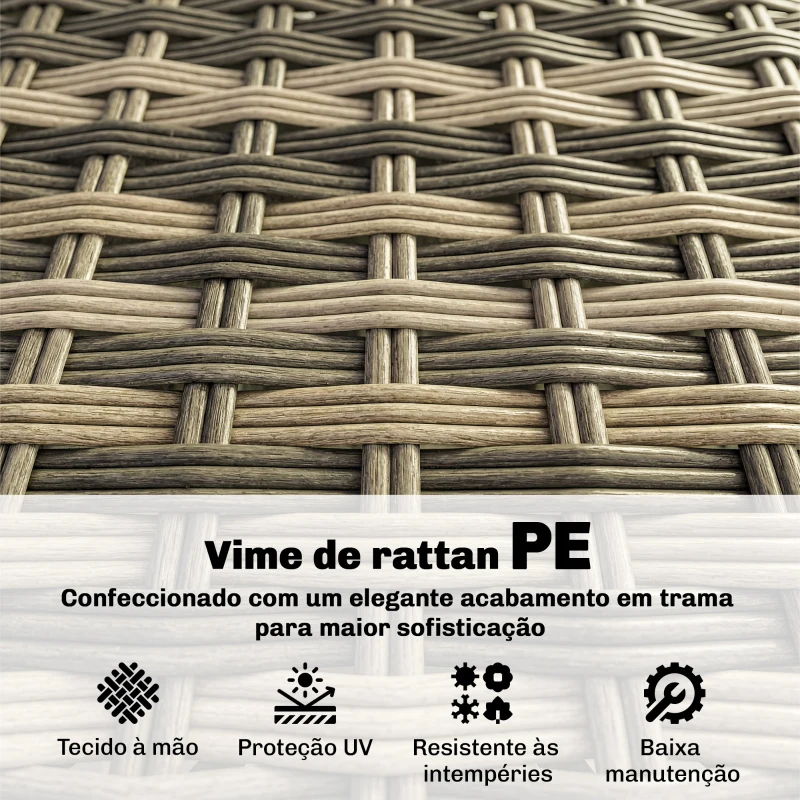 Outsunny Conjunto de Jardim em Vime de 5 Peças Inclui Almofadas 2 Poltronas de Canto Poltrona sem Braços Apoia-Pés e Mesa de Centro Cinza Claro