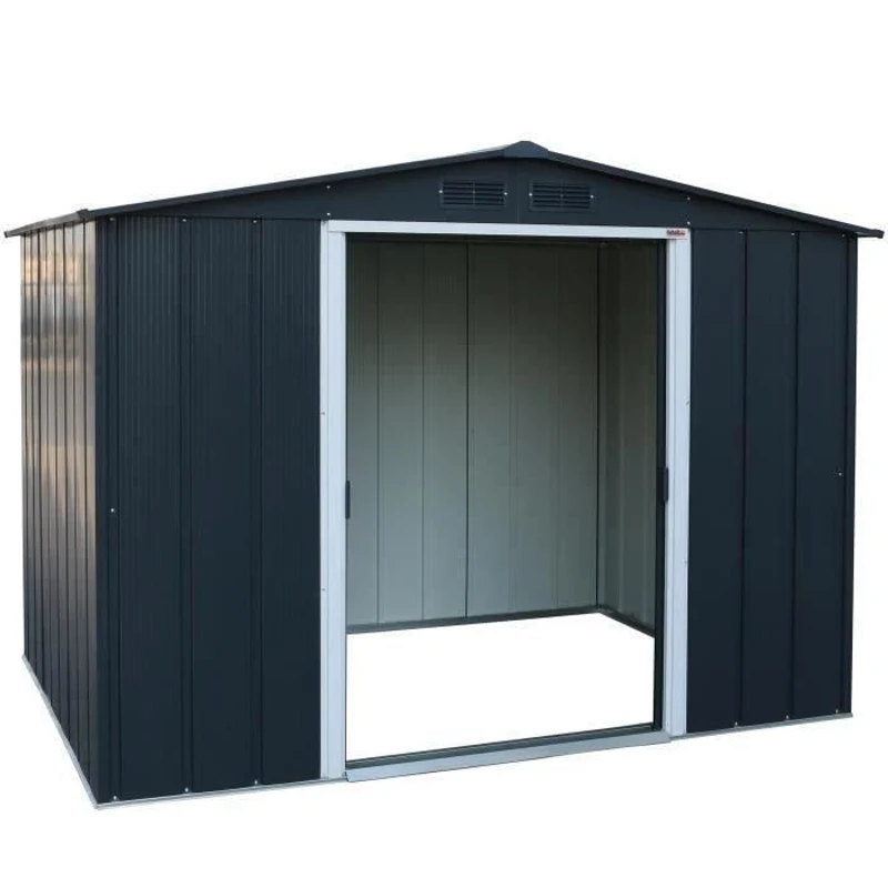 Abri de jardin en métal 4,77 m2 - DURAMAX - Kit d'ancrage inclus - Gris anthracite