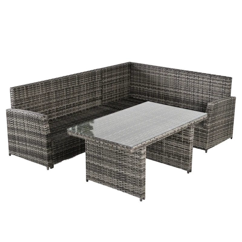 Outsunny Salon de Gradina Set 3 Buc 2 Canapele de Exterior 1 Masa Ratan Gri(m-13)