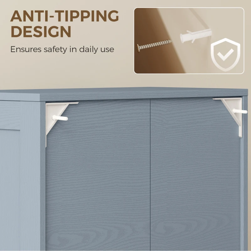 HOMCOM 4-Door Kitchen Storage Cabinet with Adjustable Shelves - Grey