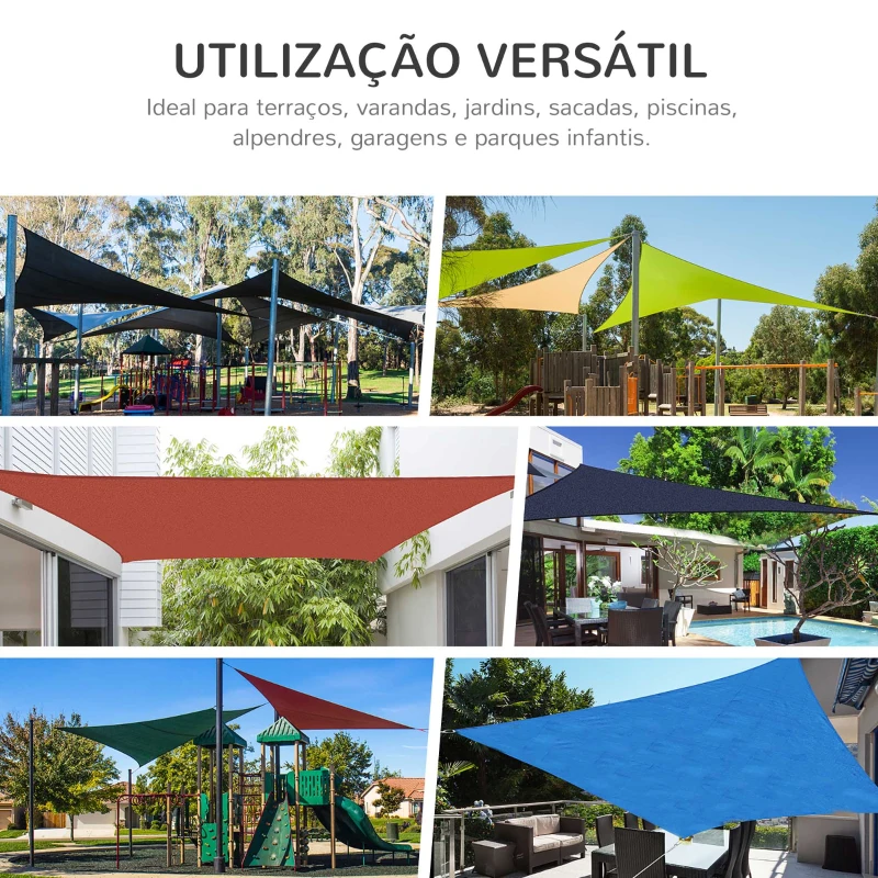 Outsunny Vela de Sombra Retangular 4x3 m Toldo Vela com Proteção UV Bolsa de Transporte Anéis de Aço Inoxidável e Cordas Cinza