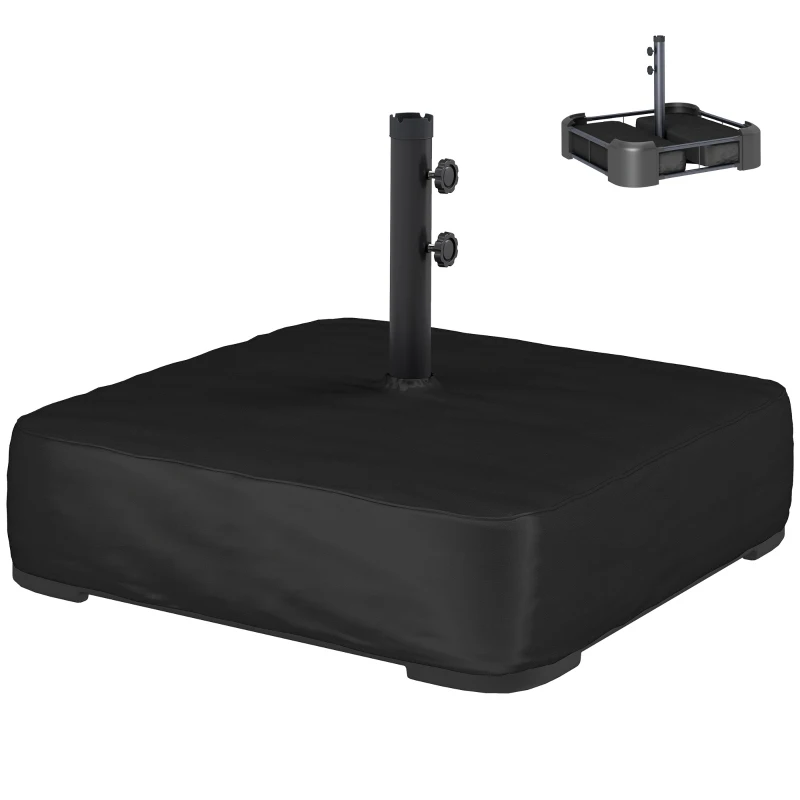 Outsunny Base per Ombrellone Riempibile con Sabbia 80 kg/Sabbia Bagnata 90 kg, per Pali di Ombrelloni da Ø48 mm, Nero