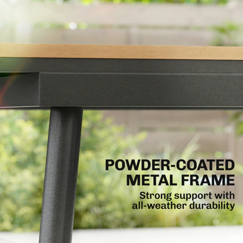 Outsunny Stół Ogrodowy 140 x 80 cm dla 6 Osób, Odporność na Warunki Atmosferyczne, Blat WPC, Regulowane Nóżki, Teak