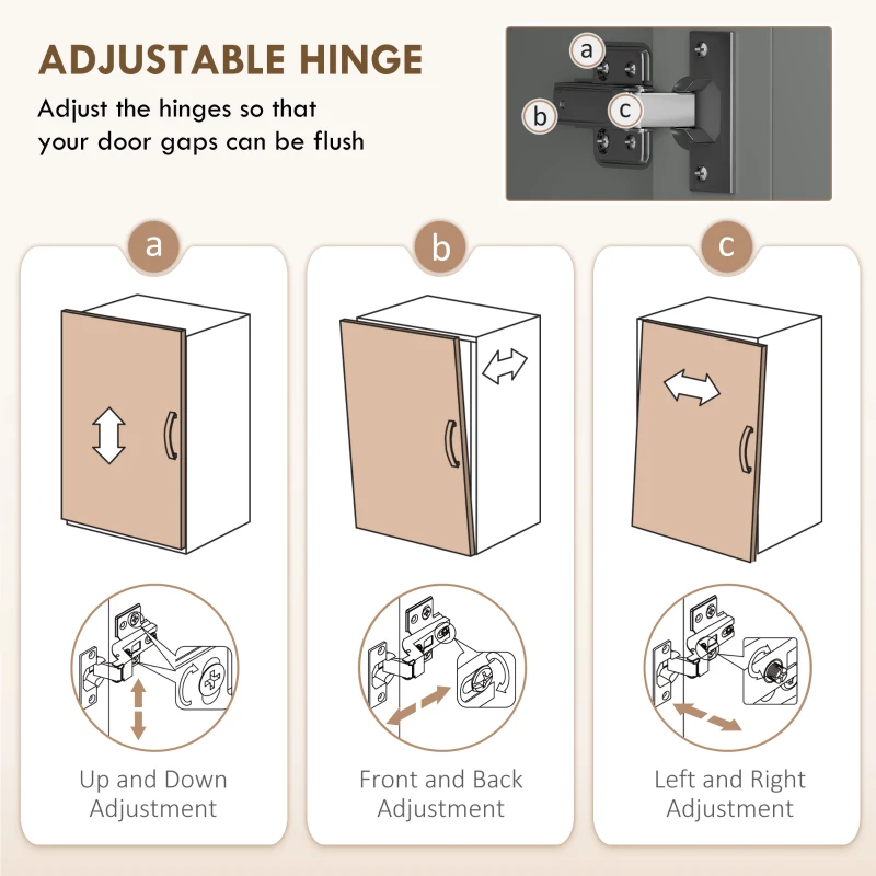 HOMCOM Kitchen Cupboard, 172cm Freestanding Storage Cabinet with Doors and Shelves, Grey