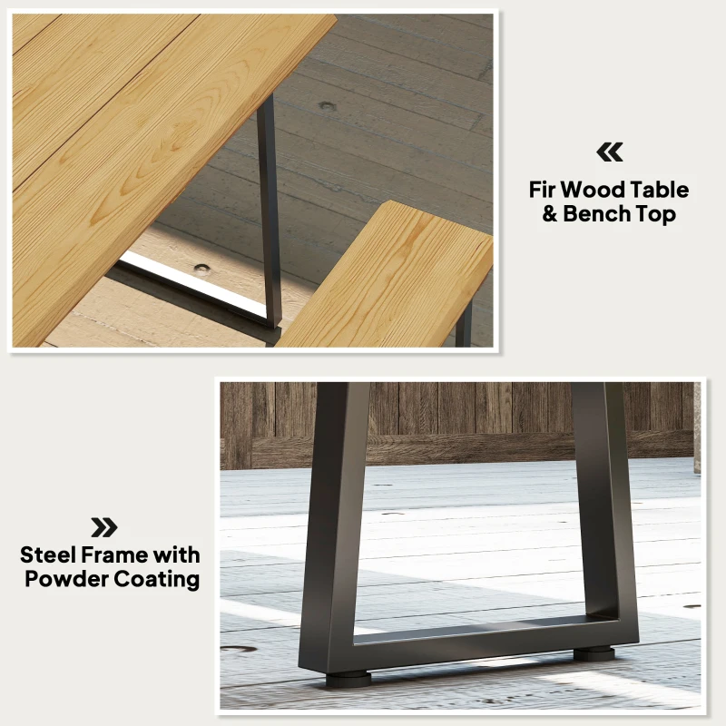 Zestaw mebli 3-częściowy, stół i ławki dla 6 osób