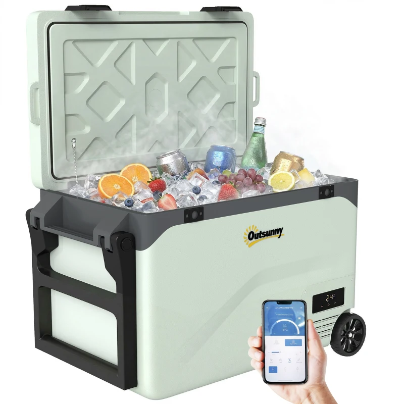 Outsunny 42.5L Compressor Car Fridge Freezer, Camping Refrigerator with App Control, 20℃-20℃