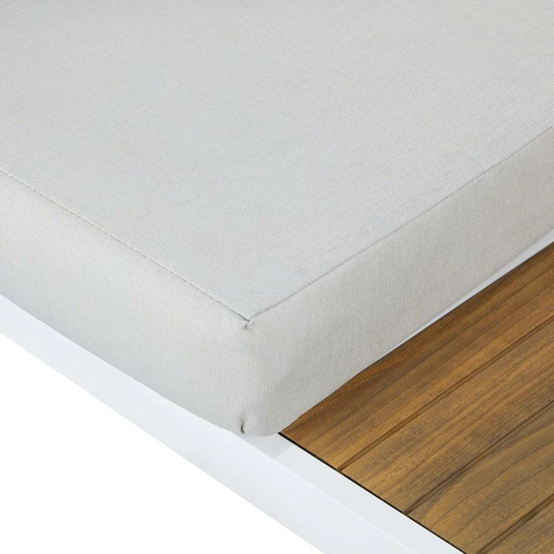 Salon de jardin canapé d'angle - Aluminium - 4 personnes - OLANA - Blanc et beige