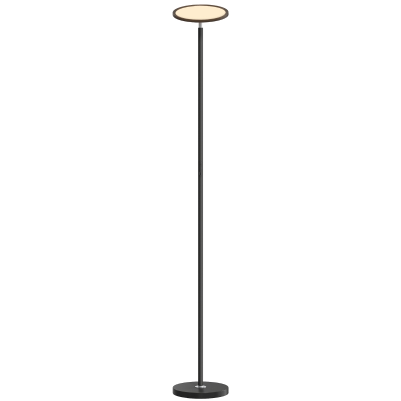 HOMCOM Uplighter Floor Lamp with Tuya App and Music Sync, Standing Lamp with Adjustable Head for Living Room Bedroom, Black