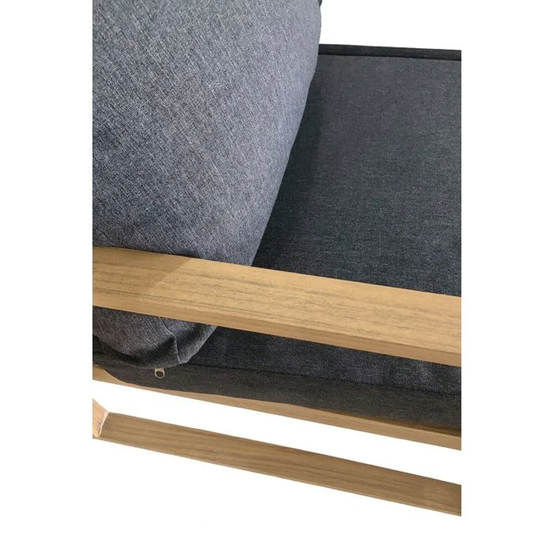 Salon de jardin d'angle - Aluminium effet bois - PUERTOCOR - 5 personnes + table basse