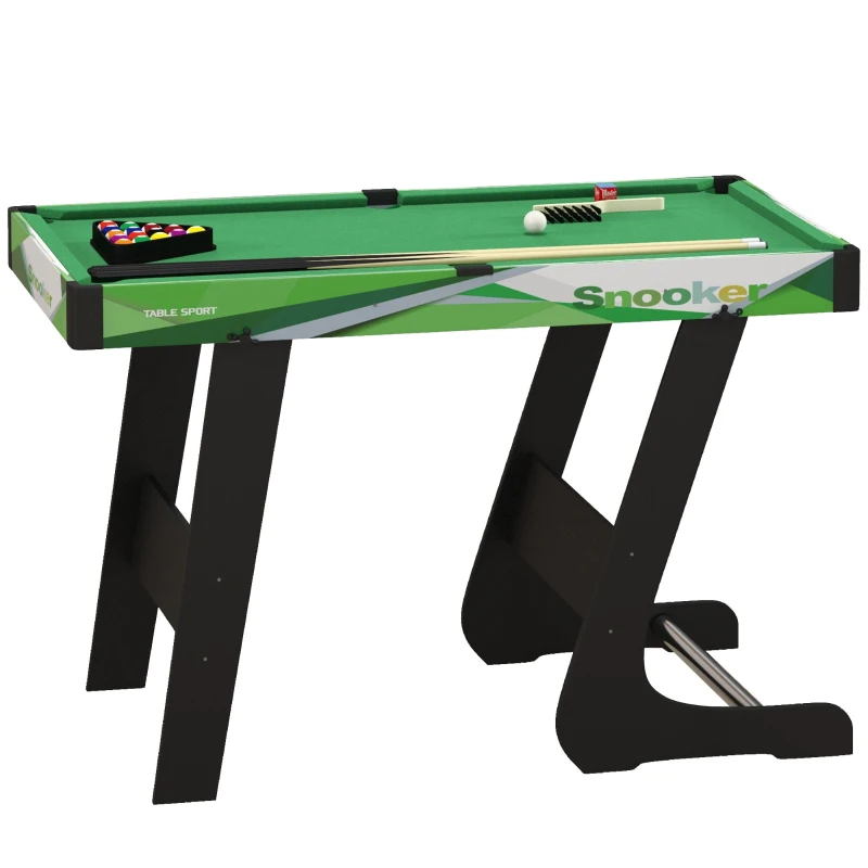SPORTNOW Mesa de Bilhar Dobrável com Acessórios Inclui 16 Bolas 2 Tacos Giz Triângulo e Escova 104x55,5x68 cm Verde