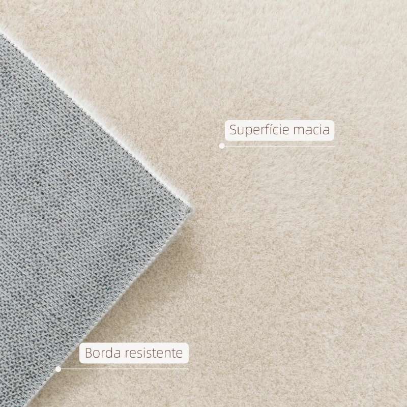 HOMCOM Tapete para Sala de Estar 230x160 cm Tapete Lavável à Máquina Pelo Longo Macio Estilo Moderno Creme