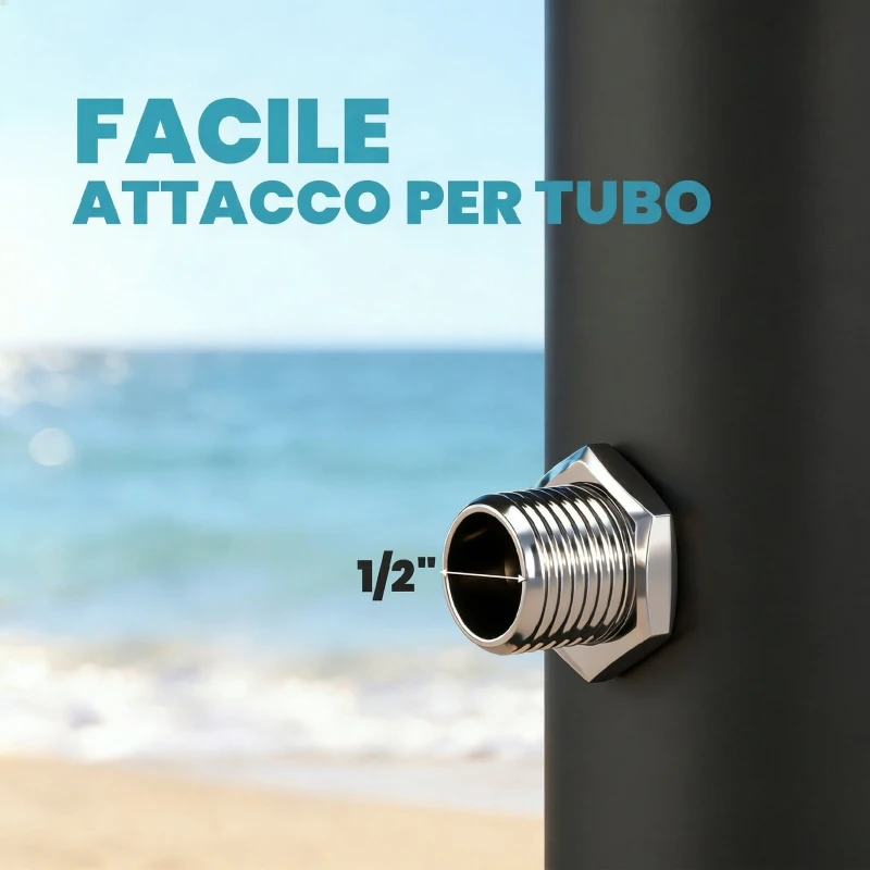 Outsunny Doccia Solare da Giardino Riscaldante 20L con Protezione Antigelo Brevettata, Nero