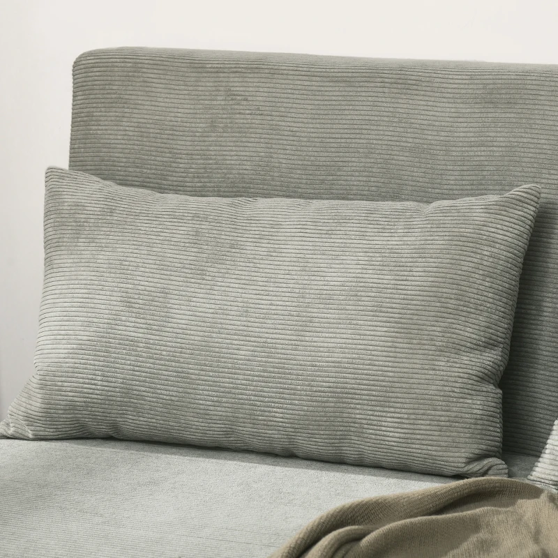 HOMCOM Canapea Extensibilă Dublă cu Spătar Reglabil și 2 Perne, din Material Textil cu Aspect de In Gri(m-8)